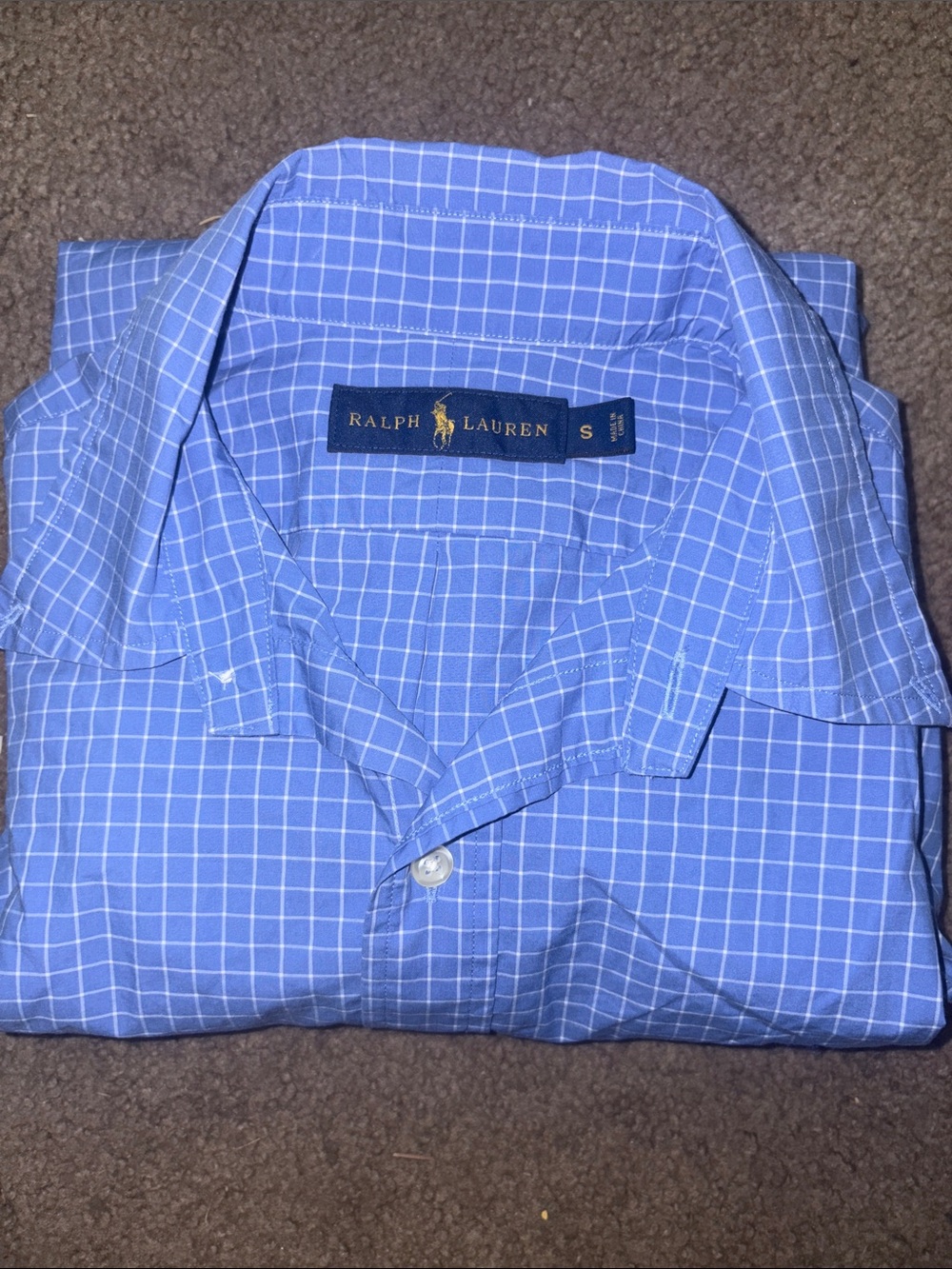 Ralph Lauren Light Blue Windowpane Dress Shirt long sleeve
